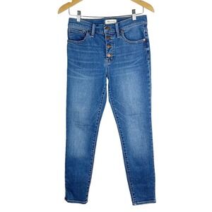 Madewell 9” Mid-Rise Skinny Crop Jeans Button Fly Size 28